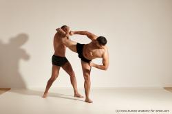 Underwear Fighting Man - Man White Moving poses Average Short Brown Dynamic poses Academic